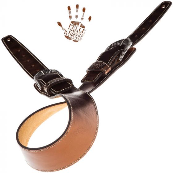 Sangle Twin Buckle TS cuir bronze Métallique boucles argent 7cm Magrabo