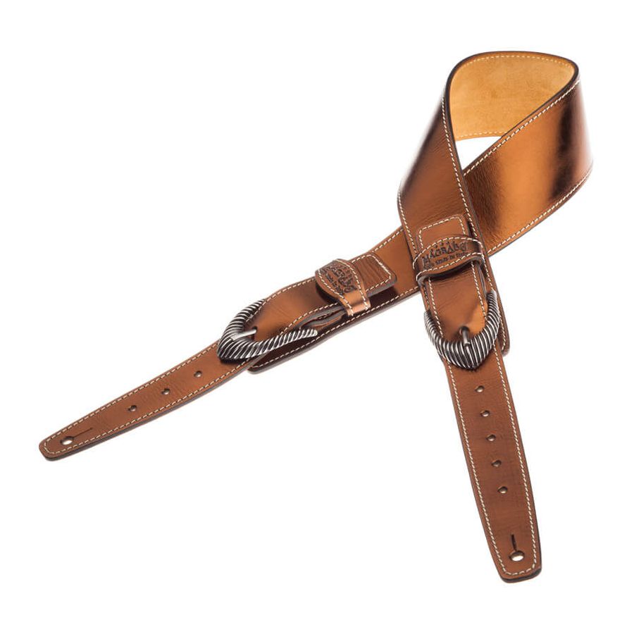 Sangle Twin Buckle TS cuir bronze Métallique boucles argent 7cm Magrabo