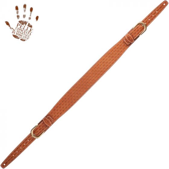 Sangle Twin Buckle TS cuir marron clair effet tissé  7cm Magrabo