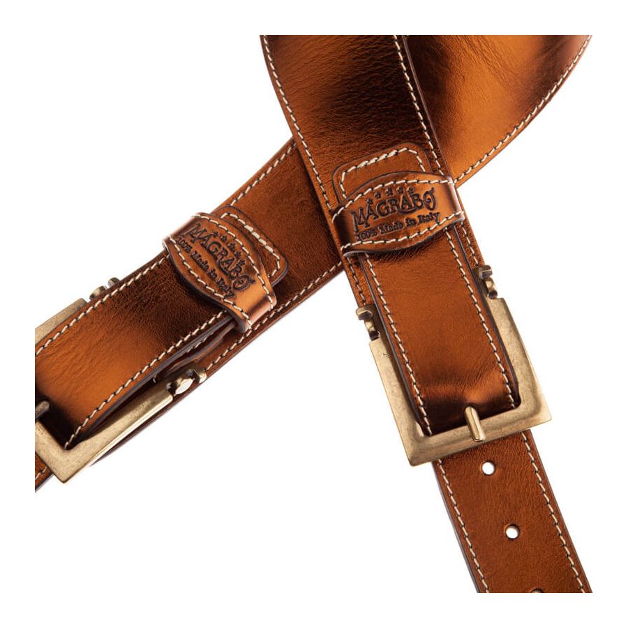 Sangle Twin Buckle TS cuir bronze Métallique boucles laiton 7cm Magrabo
