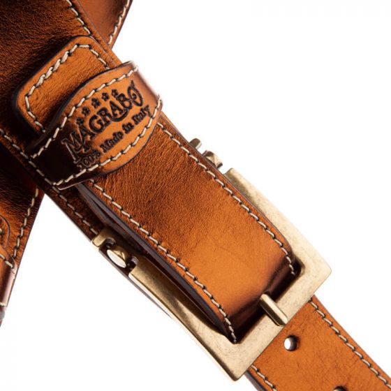 Sangle Twin Buckle TS cuir bronze Métallique boucles laiton 7cm Magrabo