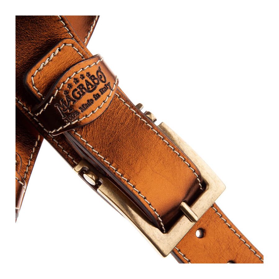 Sangle Twin Buckle TS cuir bronze Métallique boucles laiton 7cm Magrabo