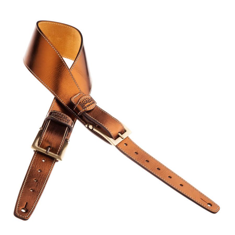 Sangle Twin Buckle TS cuir bronze Métallique boucles laiton 7cm Magrabo