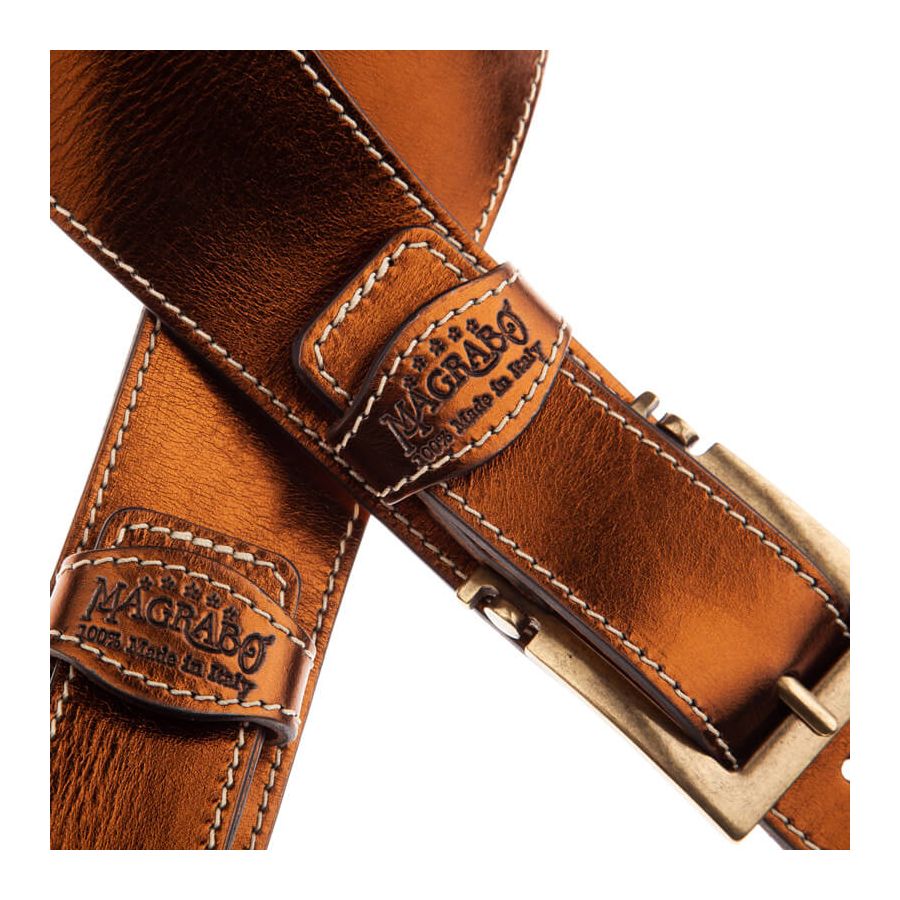 Sangle Twin Buckle TS cuir bronze Métallique boucles laiton 7cm Magrabo