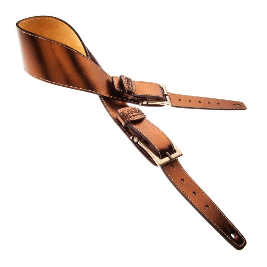 Sangle Twin Buckle TS cuir bronze Métallique boucles laiton 7cm Magrabo