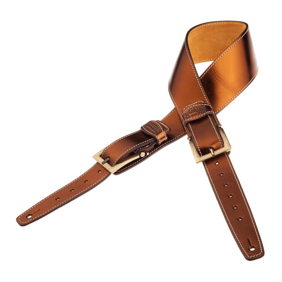 Sangle Twin Buckle TS cuir bronze Métallique boucles laiton 7cm Magrabo