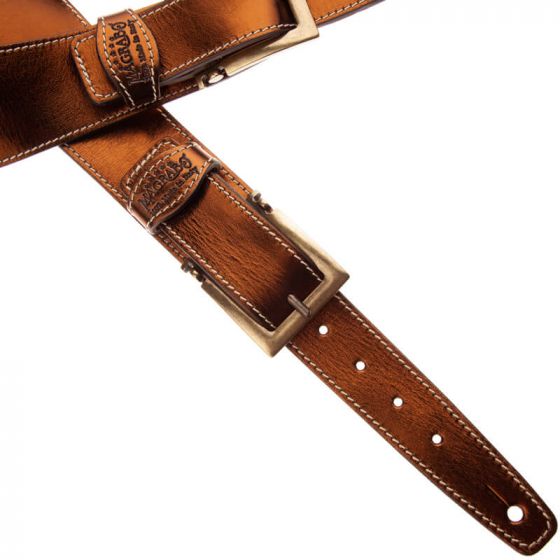 Sangle Twin Buckle TS cuir bronze Métallique boucles laiton 7cm Magrabo
