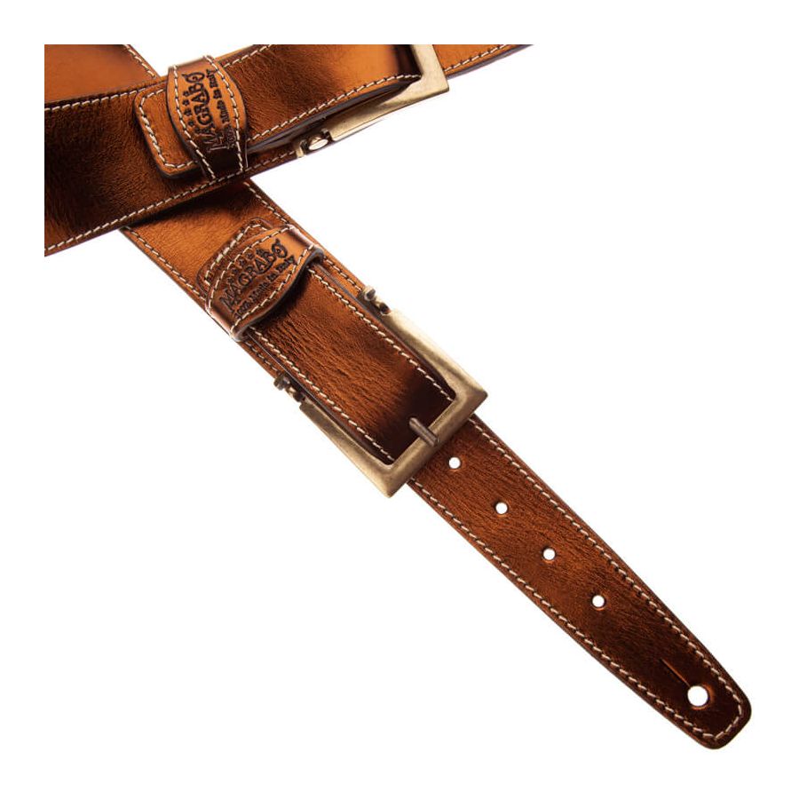Sangle Twin Buckle TS cuir bronze Métallique boucles laiton 7cm Magrabo