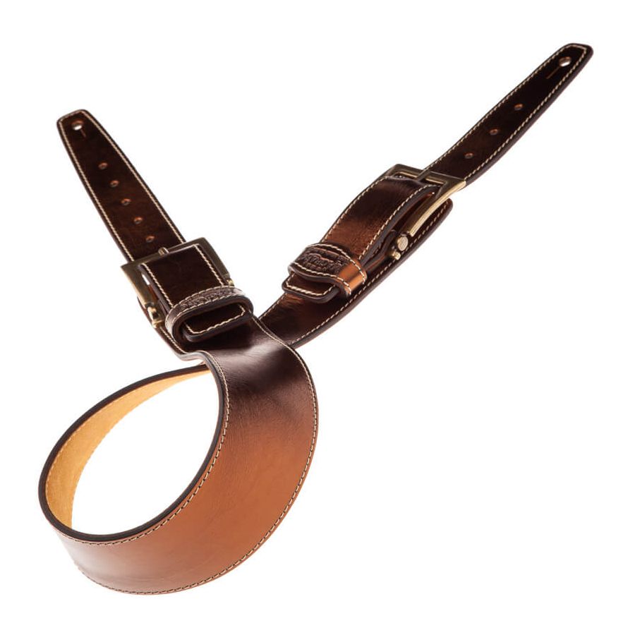 Sangle Twin Buckle TS cuir bronze Métallique boucles laiton 7cm Magrabo