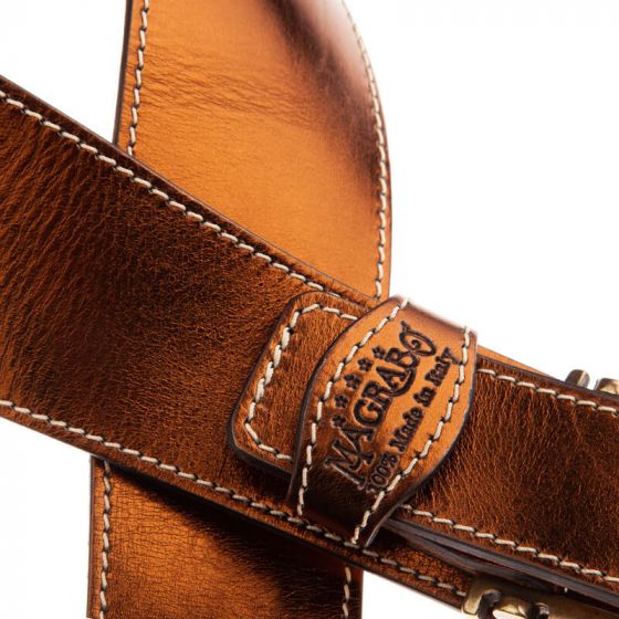Sangle Twin Buckle TS cuir bronze Métallique boucles laiton 7cm Magrabo