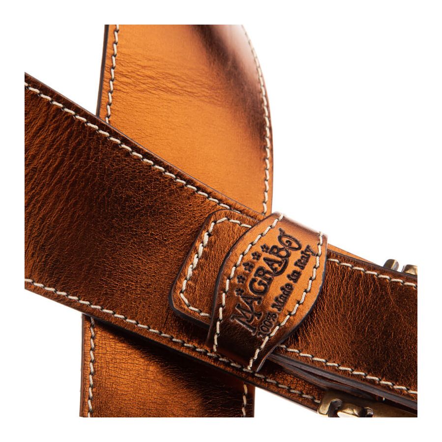 Sangle Twin Buckle TS cuir bronze Métallique boucles laiton 7cm Magrabo