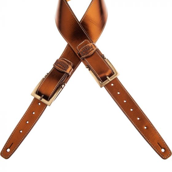 Sangle Twin Buckle TS cuir bronze Métallique boucles laiton 7cm Magrabo