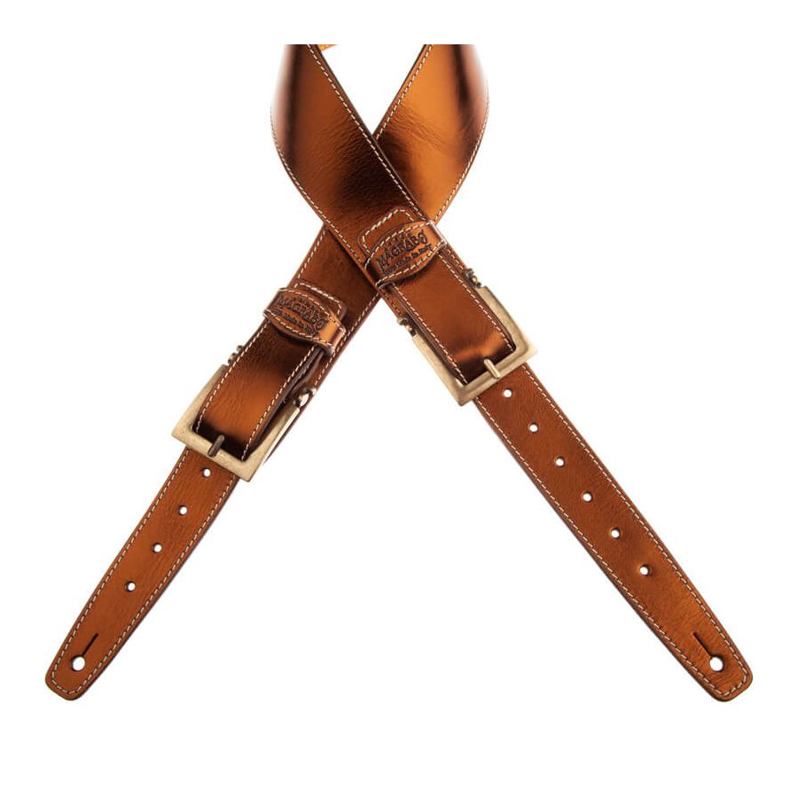 Sangle Twin Buckle TS cuir bronze Métallique boucles laiton 7cm Magrabo