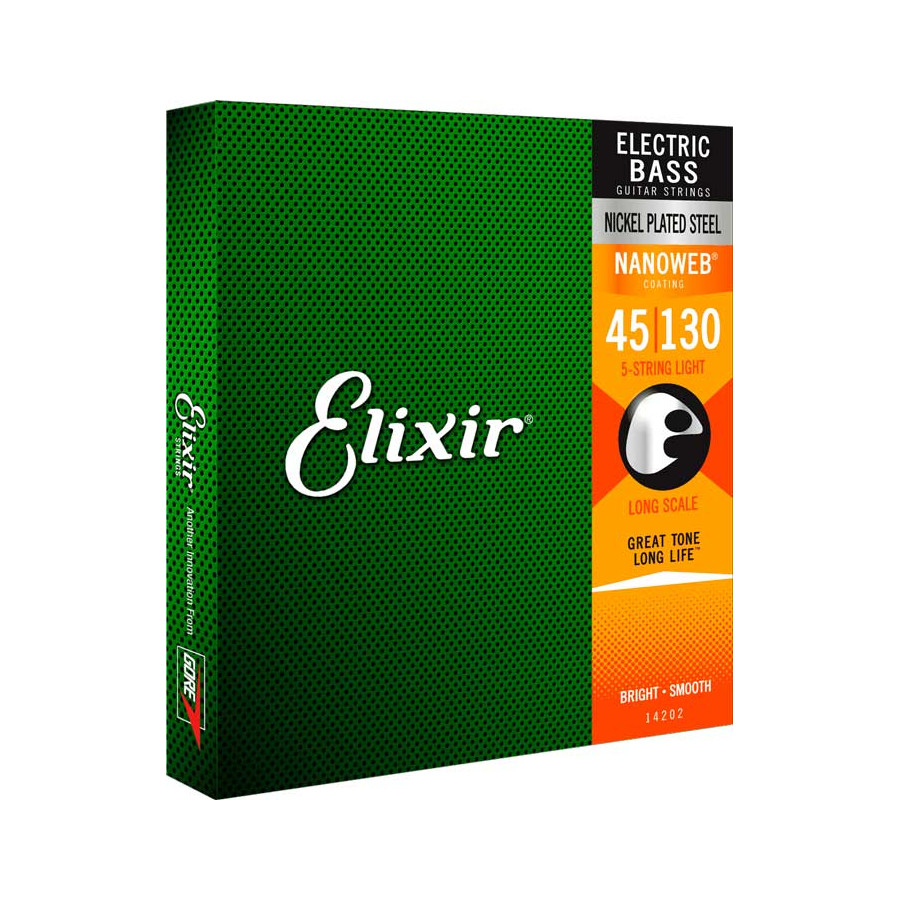 Cordes Basse 5 cordes Light/Medium 45/130 Acier nickelé Nanoweb Elixir Cordes Basse 5 cordes Light/Medium 45/130 Acier nickelé Nanoweb Elixir