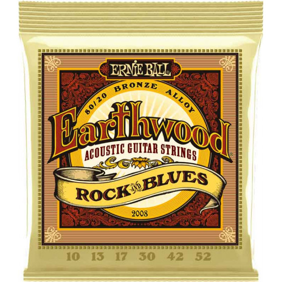 Cordes guitare acoustique Earthwood R&B Sol non filé Médium Light 80/20 Bronze Ernie Ball