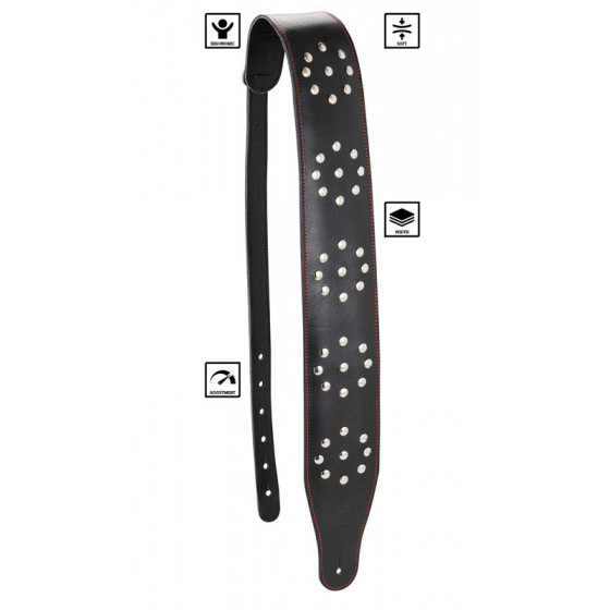 Sangle en cuir pleine fleur matelassé Noir STEFY LINE SLST503A