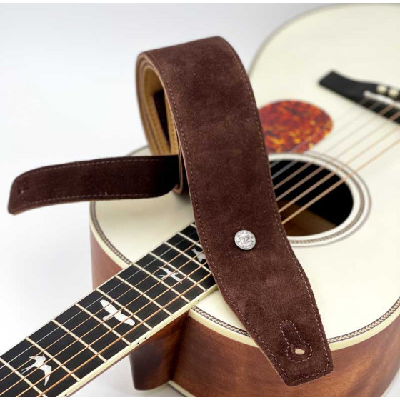 Sangle cuir suède acajou Dunlop