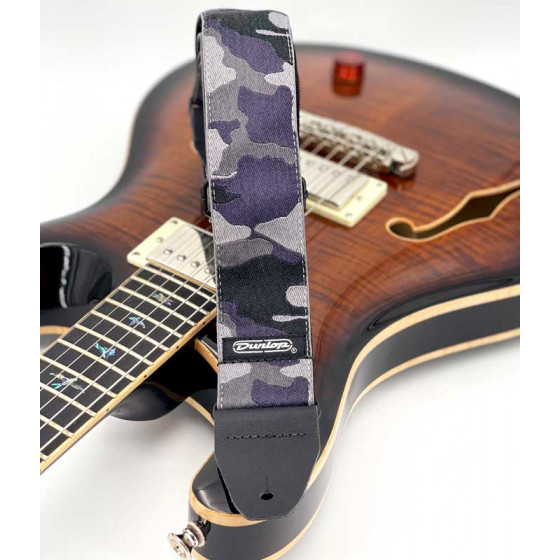 Sangle tissu jacquard camouflage gris Dunlop