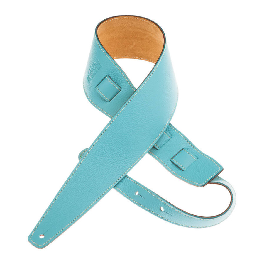 Sangle Holes HS Colors cuir aquamarine cousu 8cm Magrabo Sangle Holes HS Colors cuir aquamarine cousu 8cm Magrabo