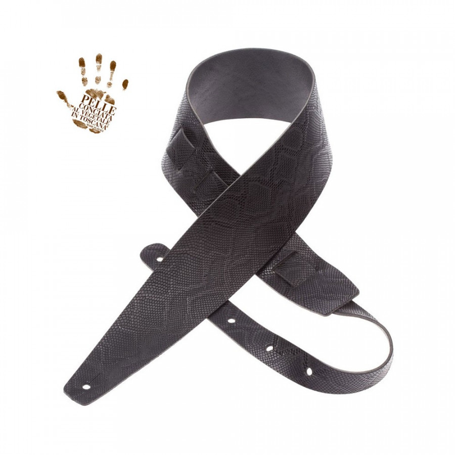 Sangle Holes HC cuir noir embossé Serpent 8cm Magrabo Sangle Holes HC cuir noir embossé Serpent 8cm Magrabo