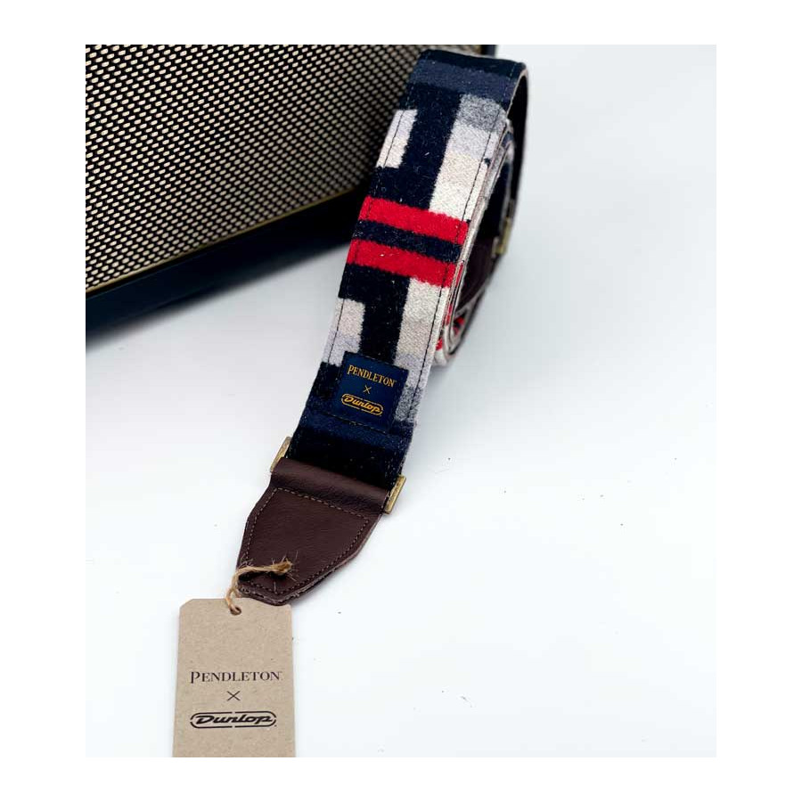 Sangle cuir et tissu Pendleton Laine La Paz Scarlet Dunlop Sangle cuir et tissu Pendleton Laine La Paz Scarlet Dunlop