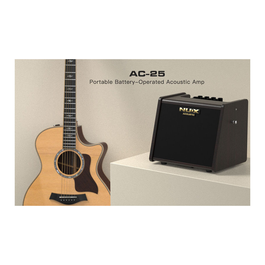 Ampli acoustique 25 watts sur batterie + effets NUX