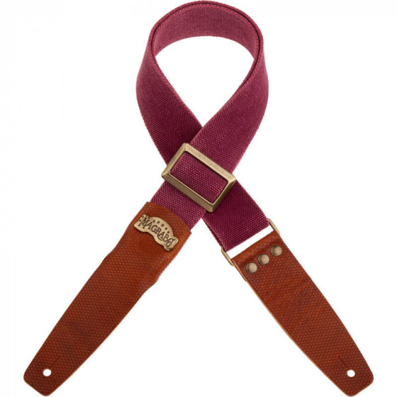 Sangle SC Coton et cuir bordeaux-marron 5cm Magrabo