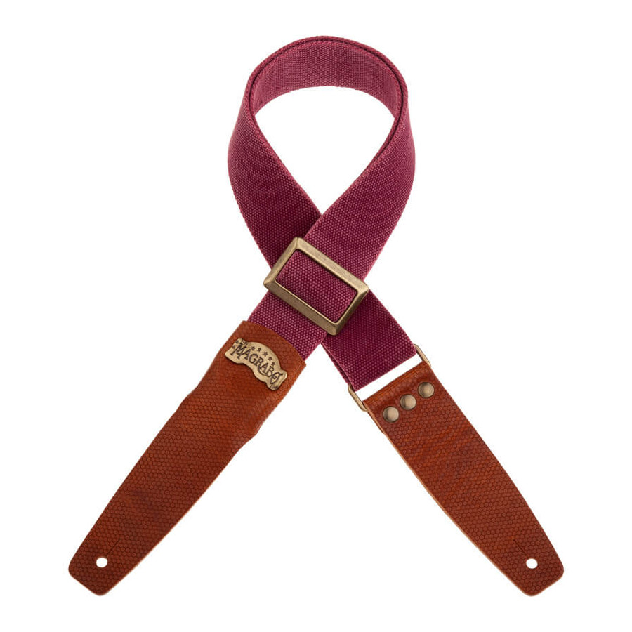 Sangle SC Coton et cuir bordeaux-marron 5cm Magrabo Sangle SC Coton et cuir bordeaux-marron 5cm Magrabo