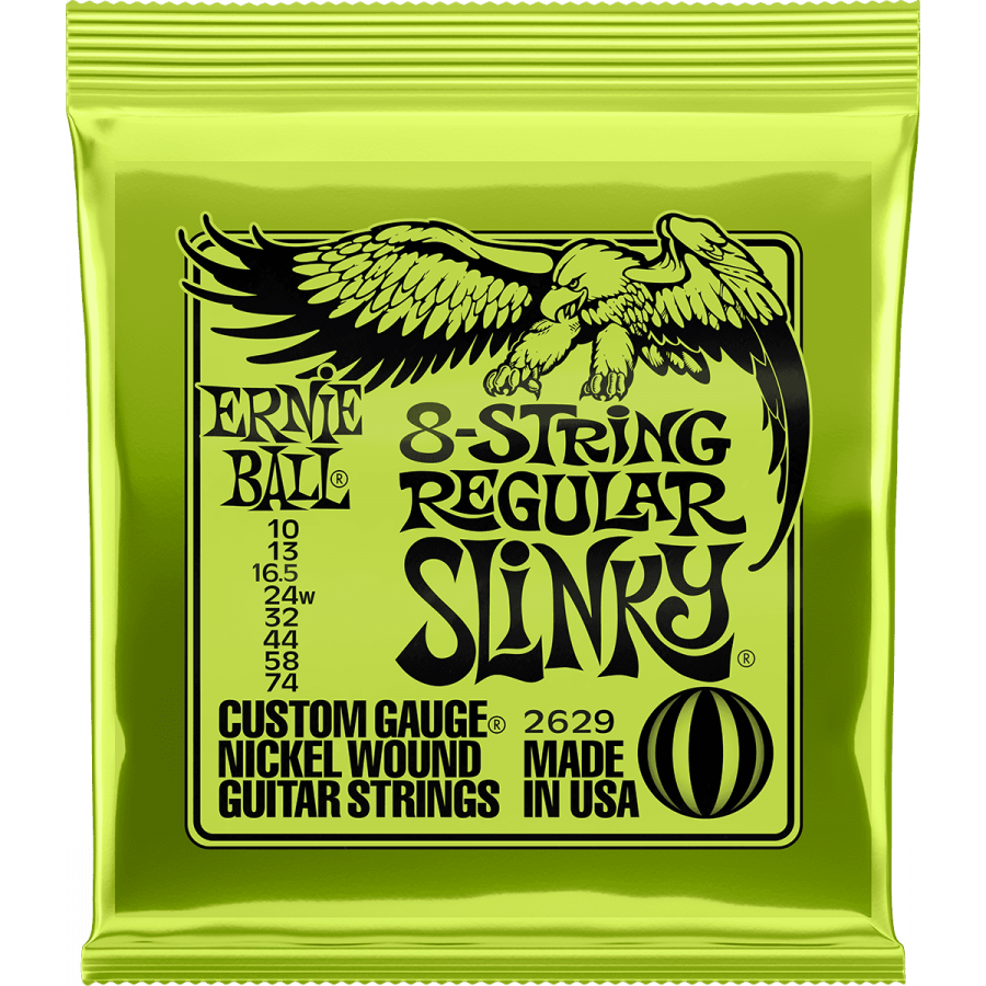 Cordes filées guitare électrique Regular Slinky 10-74 (jeu de 8) Ernie Ball Cordes filées guitare électrique Regular Slinky 10-74 (jeu de 8) Ernie Ball