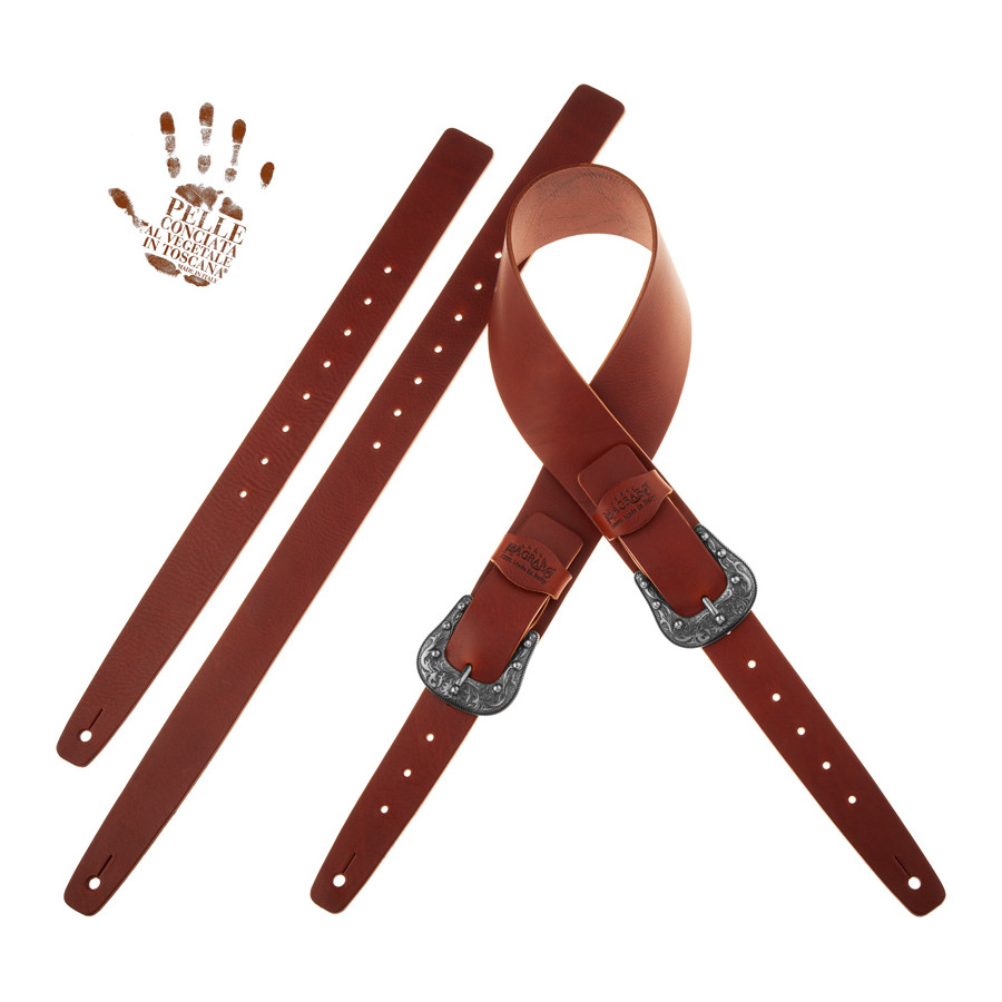 Sangle Twin Buckle TC cuir marron foncé 7cm Magrabo Sangle Twin Buckle TC cuir marron foncé 7cm Magrabo
