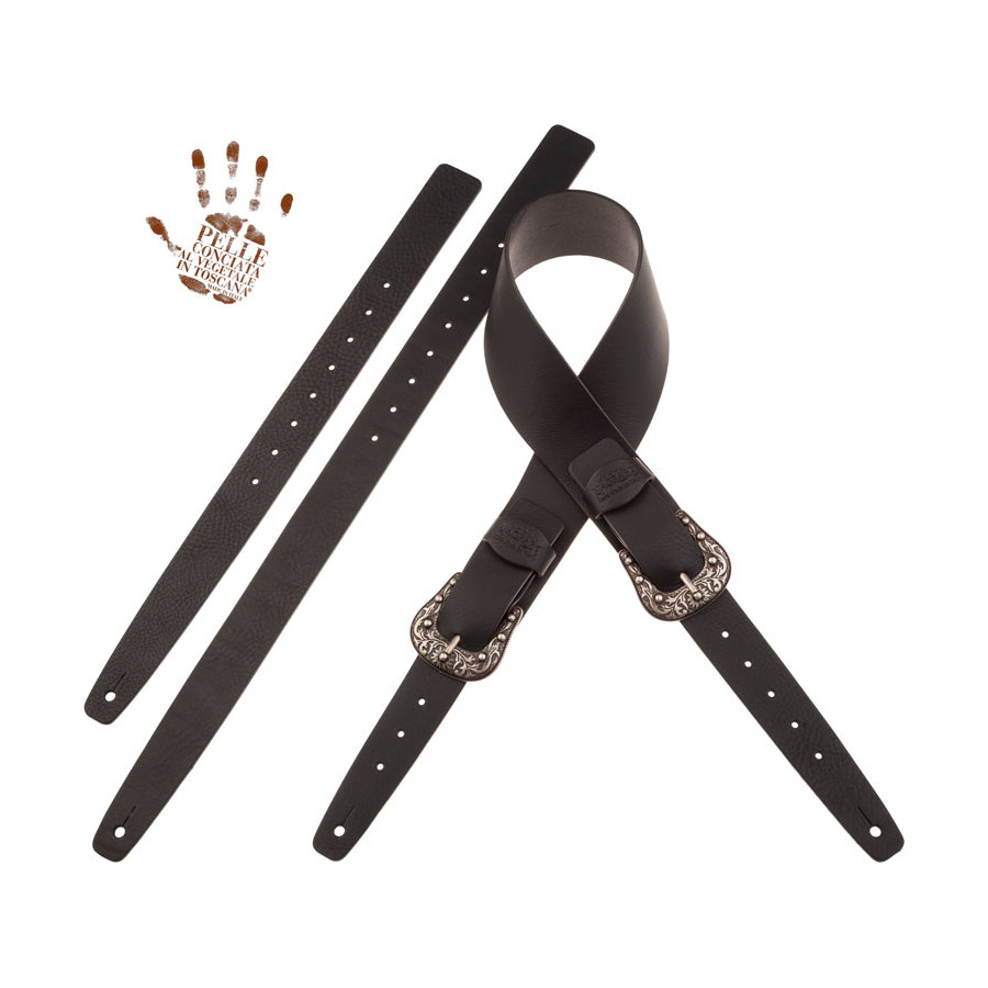 Sangle Twin Buckle TC cuir noir 7cm Magrabo Sangle Twin Buckle TC cuir noir 7cm Magrabo