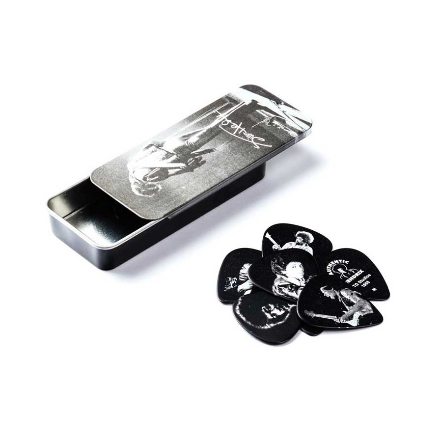 Boite de 6 médiators Médium signature Jimi Hendrix 06M