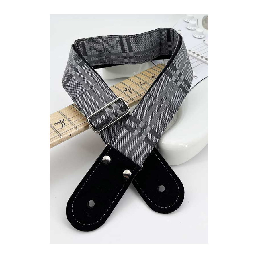 Sangle tissu Kidam jacquard écossais gris