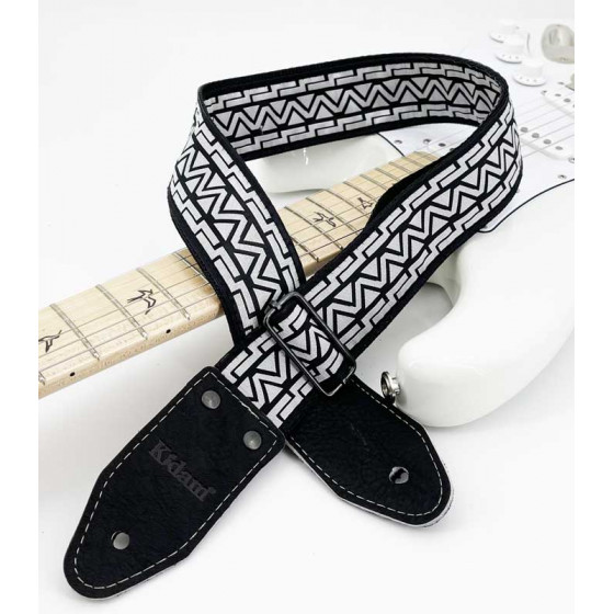 Sangle tissu Kidam noir motif géométrique