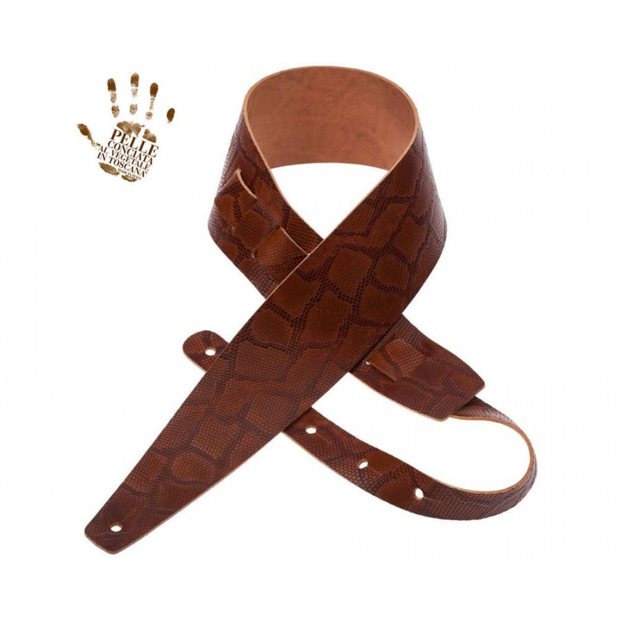 Sangle Holes HC cuir marron embossé Serpent 8cm Magrabo Sangle Holes HC cuir marron embossé Serpent 8cm Magrabo