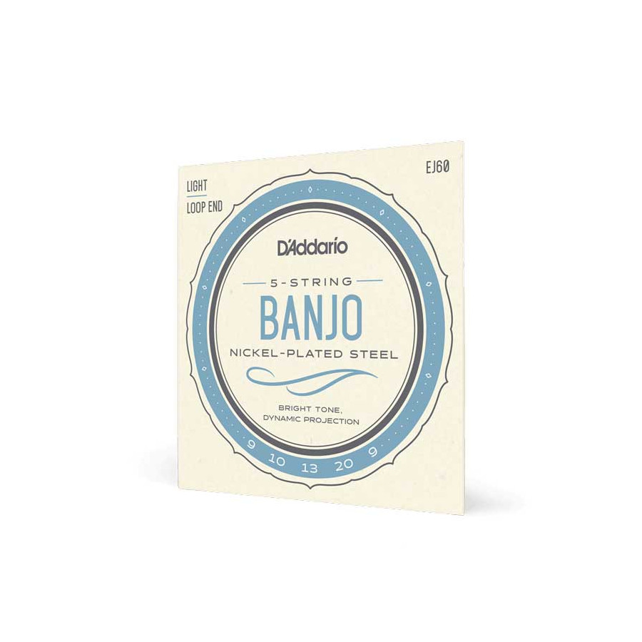 Cordes Banjo 5 cordes Light 9/20 nickel D'Addario Cordes Banjo 5 cordes Light 9/20 nickel D'Addario