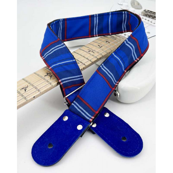 Sangle tissu Kidam motif écossais bleu et rouge