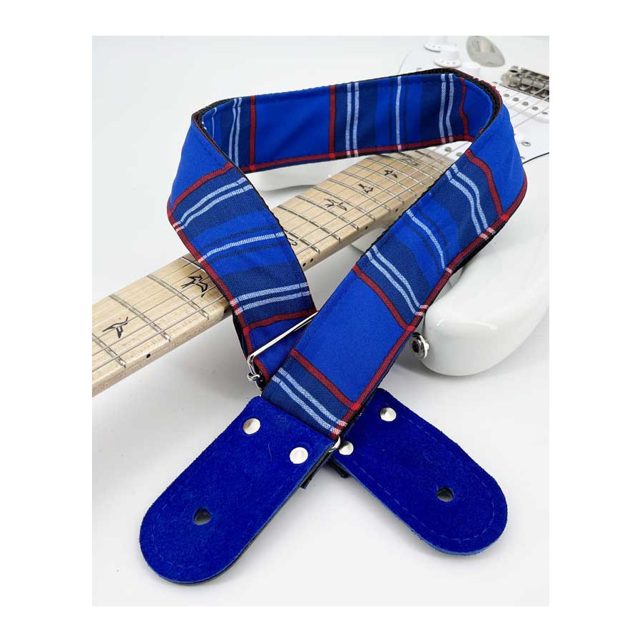 Sangle tissu Kidam motif écossais bleu et rouge