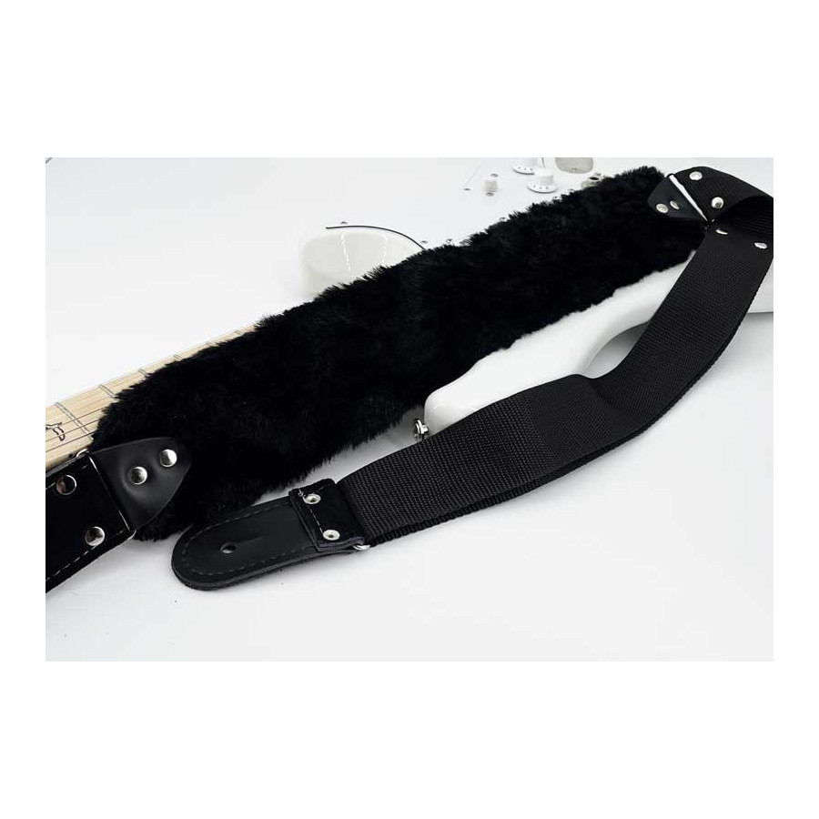 Sangle longue Kidam noire fourrure synthétique