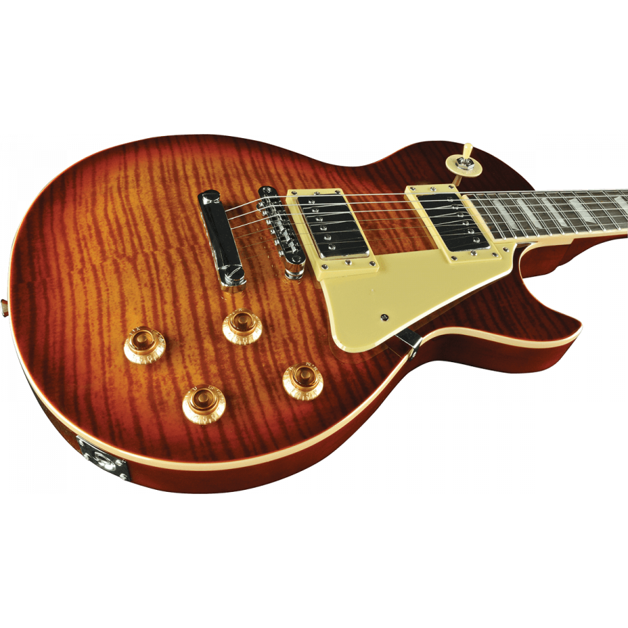 Guitare EKO type LP Aged Cherry Sunburst Flamed GEE VL480-CSB
