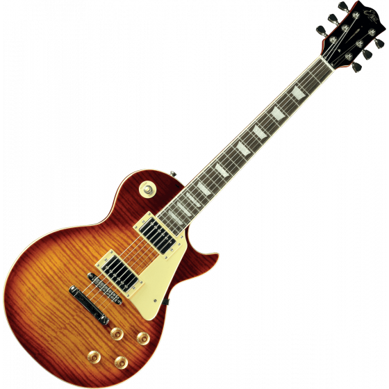 Guitare EKO type LP Aged Cherry Sunburst Flamed GEE VL480-CSB