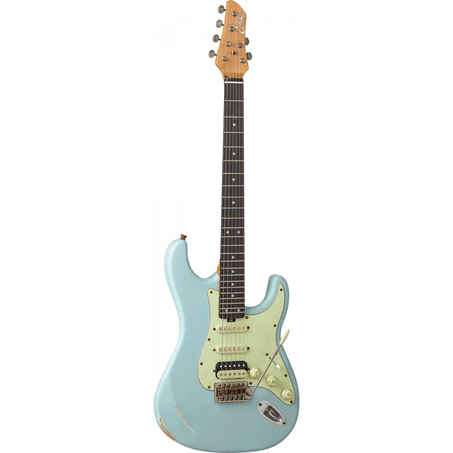 Guitare EKO type Strat Strat Aire Relic Daphne Blue GEE AIRE-RELIC-BLU Guitare EKO type Strat Strat Aire Relic Daphne Blue GEE AIRE-RELIC-BLU