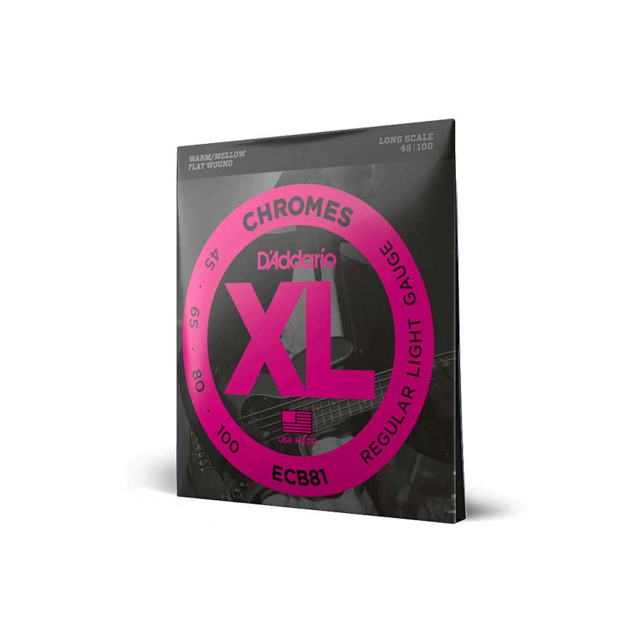 Cordes Basse ECB81 Light 45/100 cordes longues Chrome D'Addario Cordes Basse ECB81 Light 45/100 cordes longues Chrome D'Addario