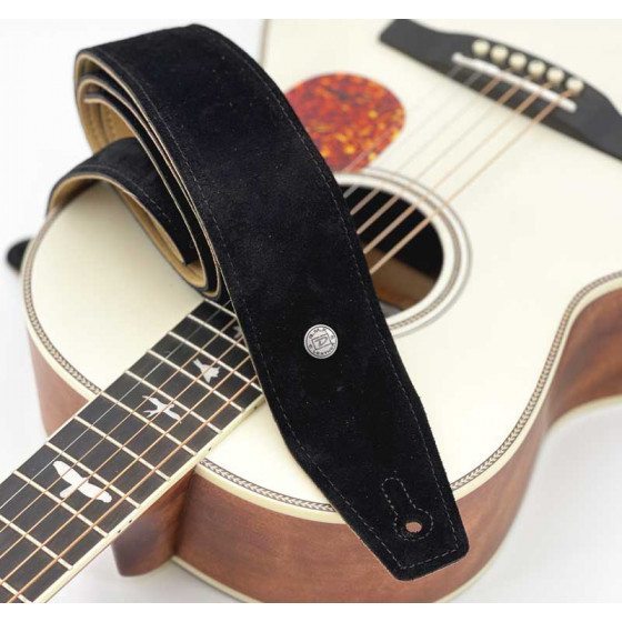 Sangle cuir suède ébène Dunlop