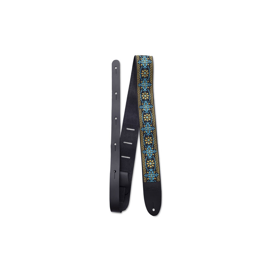 Sangle cuir Vintage jacquard jaune Martin & Co Sangle cuir Vintage jacquard jaune Martin & Co