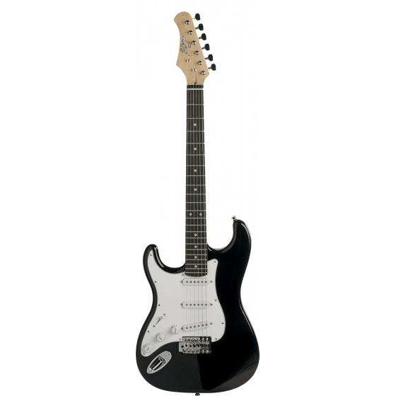 Guitare gaucher Eko type Strat Black S300BLK-LH