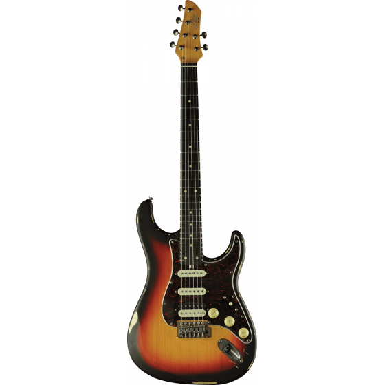 Guitare Eko type Strat Aire Relic Sunburst AIRE-RELIC-SB