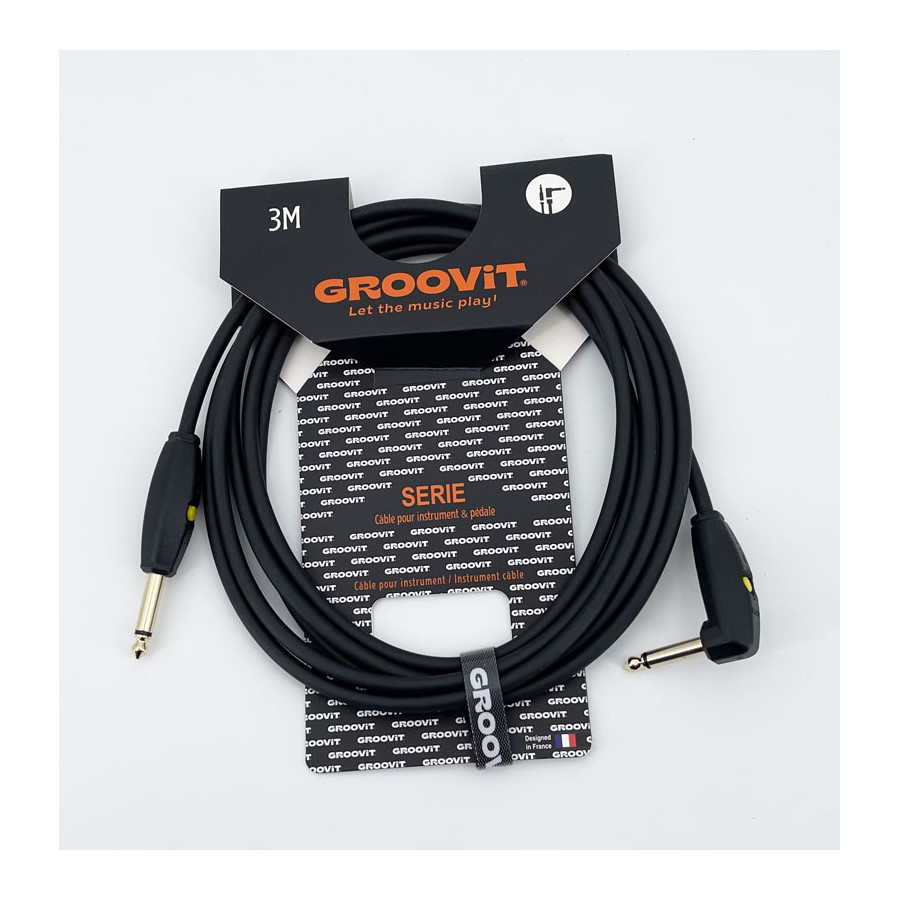 Cable 24AWG noir Tressé Blindé Switch Mute jacks Droit-Coudé 3m Groovit Cable 24AWG noir Tressé Blindé Switch Mute jacks Droit-Coudé 3m Groovit