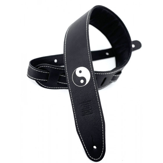 Sangle rembourrée cuir végane noir motif Yin Yang STEFY LINE SLST604N