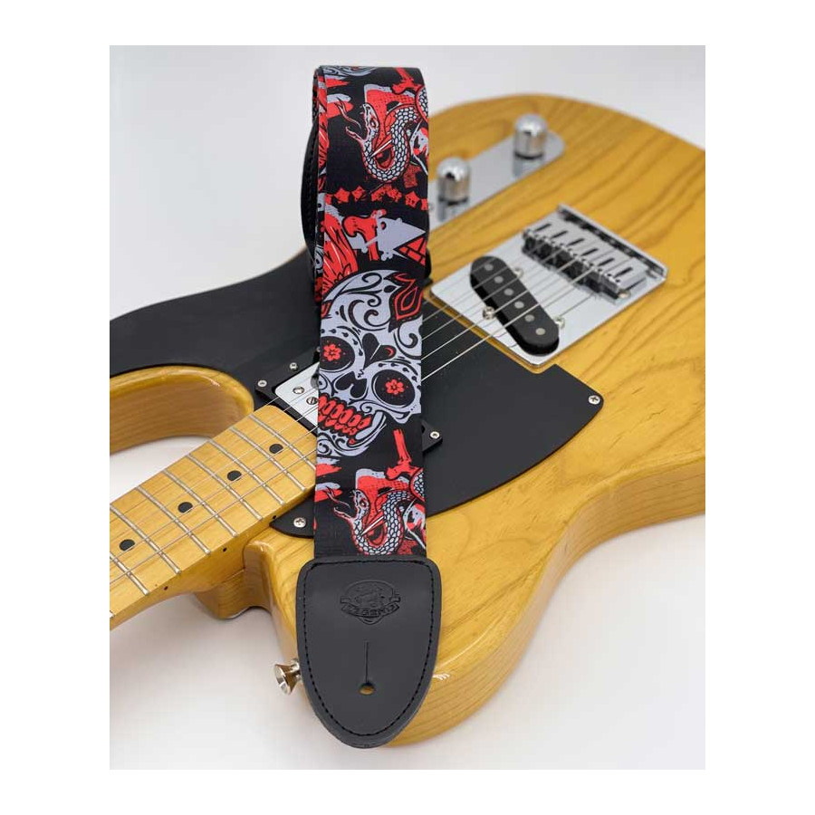 Sangle nylon Design tête de mort rouge Legend Sangle nylon Design tête de mort rouge Legend
